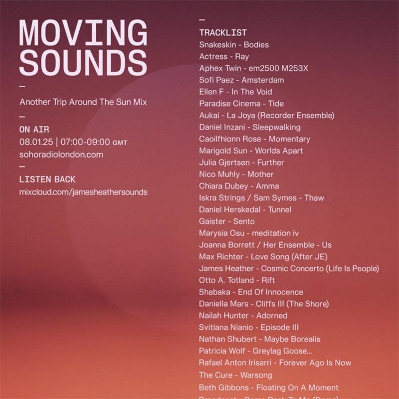 MOVING SOUNDS with James Heather – Another Trip Around The Sun Mix (08/01/2025)